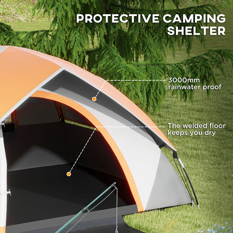 Camping Tent for 2 Person with Sewn-In Groundsheet, 3000Mm Waterproof