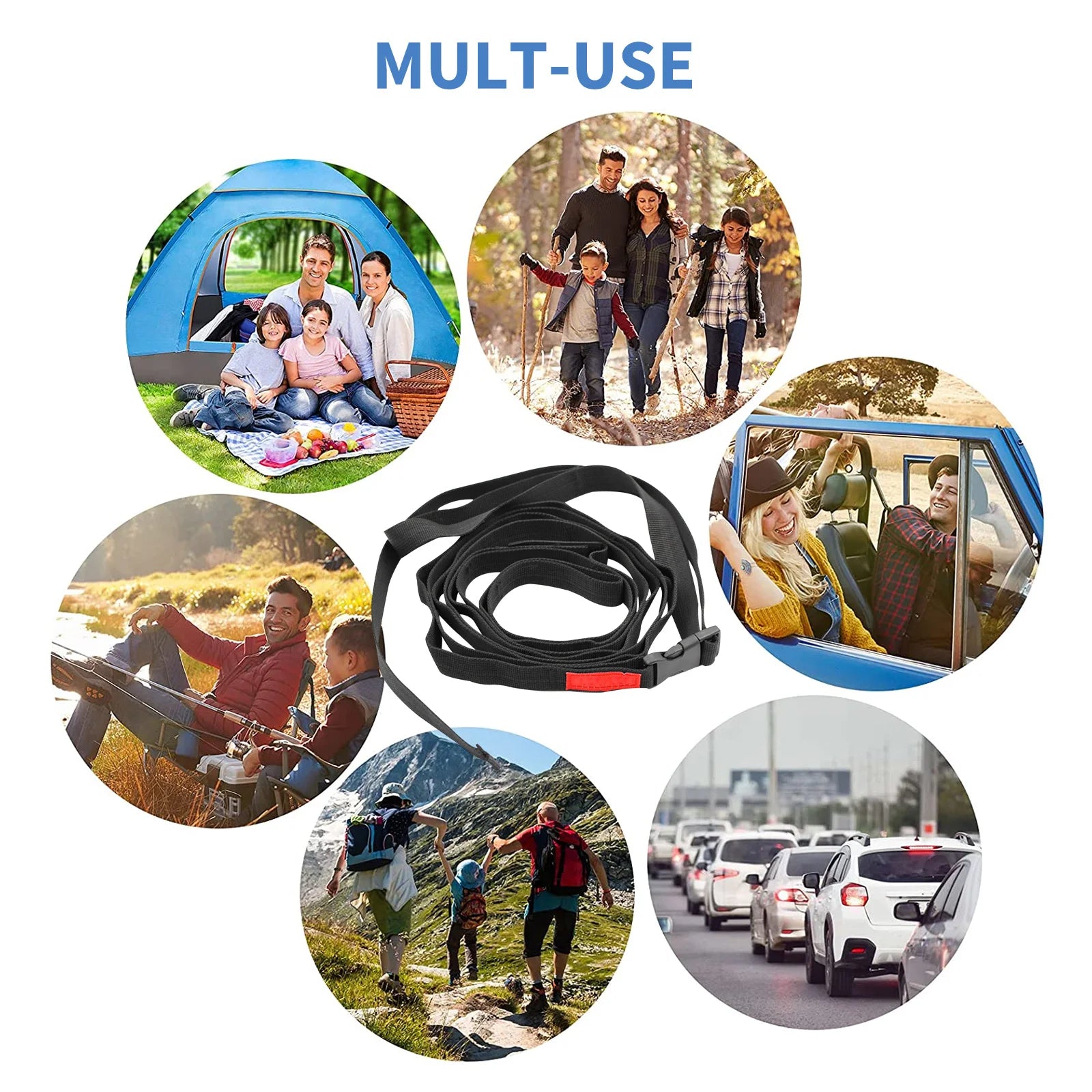 Outdoor Camping Lanyard Hanger, 6.5Ft Hanging Strap for Kitchen Utensil, Bags, Lantern, Lamp, Storage Rope Extension Belt