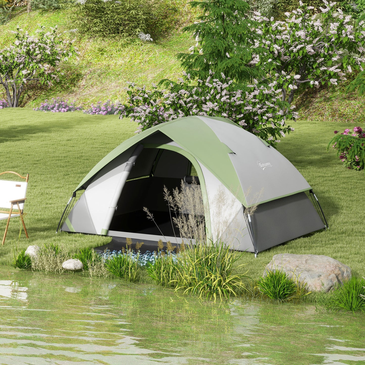 Camping Tent for 2 Person with Sewn-In Groundsheet, 3000Mm Waterproof