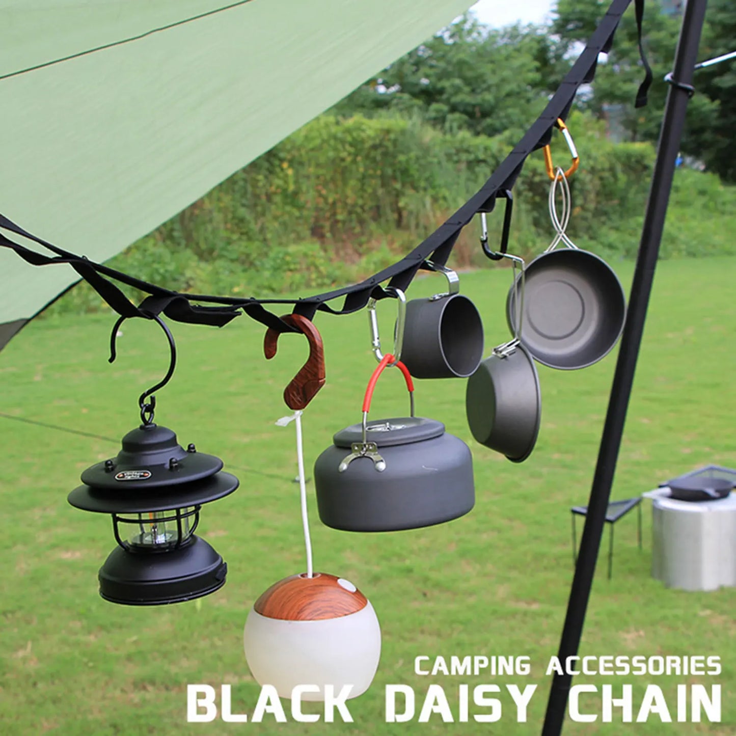 Outdoor Camping Lanyard Hanger, 6.5Ft Hanging Strap for Kitchen Utensil, Bags, Lantern, Lamp, Storage Rope Extension Belt