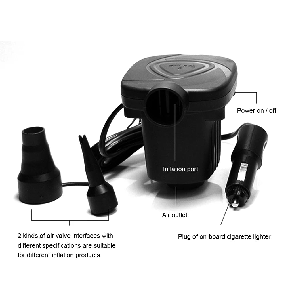 Electric Inflatable Compressor Pump Portable Lightweight Electric Pump Inflator for Inflatable Bed Rubber Boat