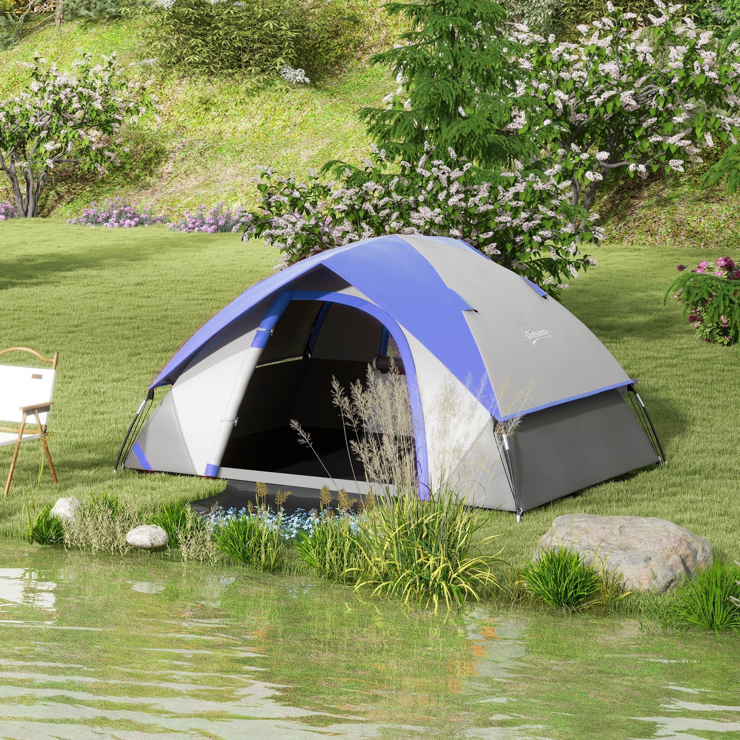 Camping Tent for 2 Person with Sewn-In Groundsheet, 3000Mm Waterproof