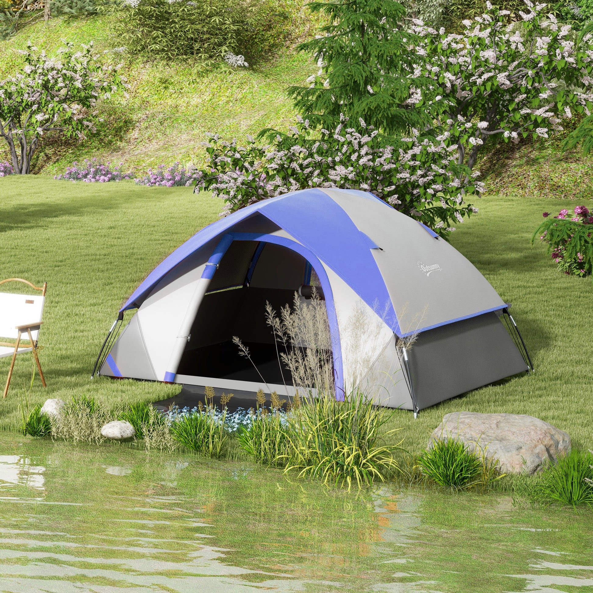 Camping Tent for 2 Person with Sewn-In Groundsheet, 3000Mm Waterproof
